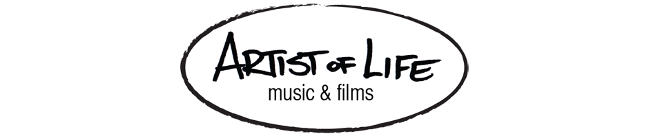 A black and white logo of artist of life music & films.